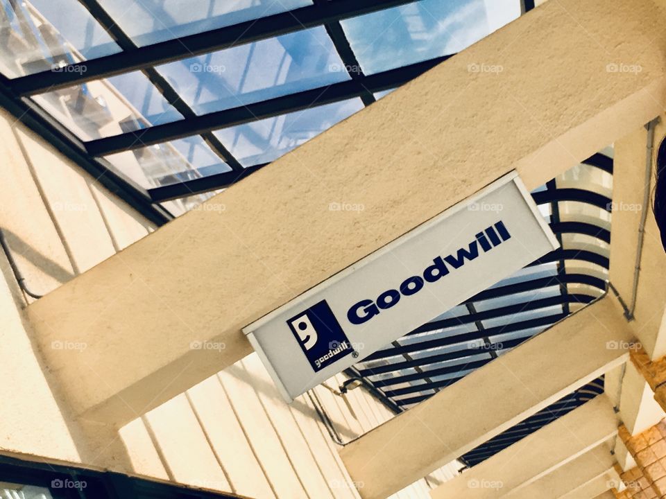 Goodwill sign and windows above it