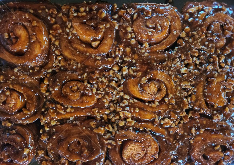 Sticky Buns freshly flipped