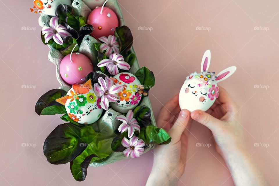 Easter eggs in the box.