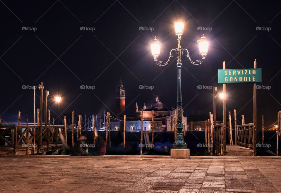 Lantern in night Venice 