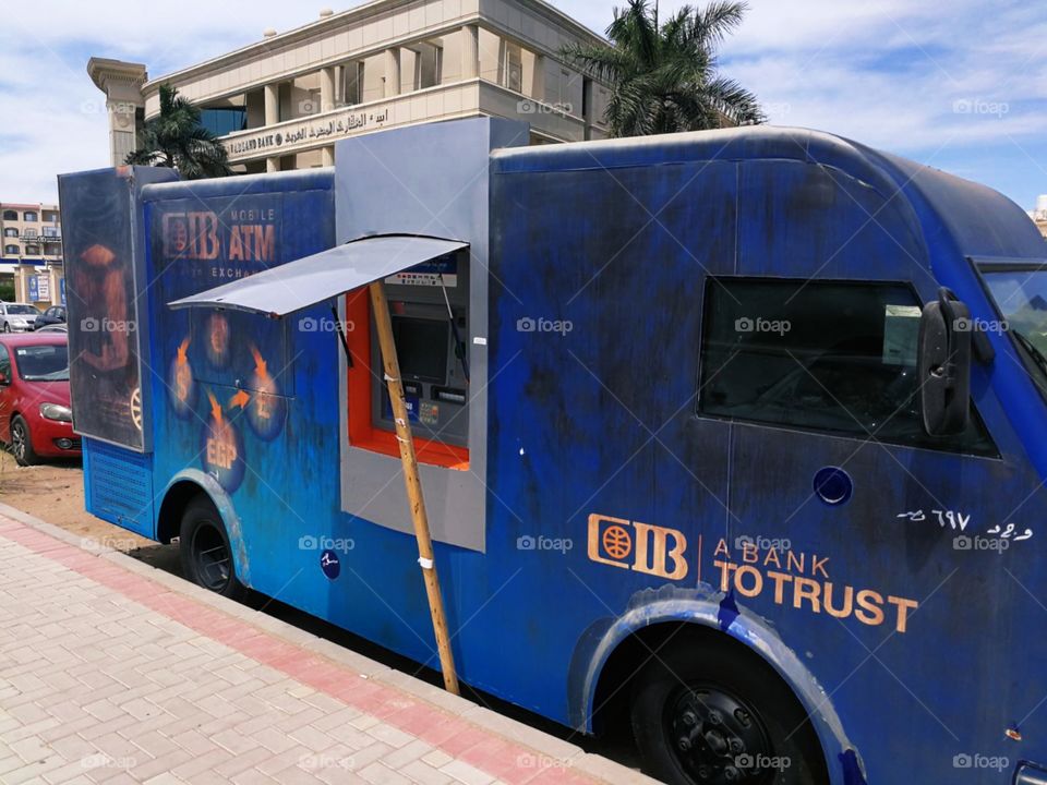 The funny CIB Egyptian ATM machine in a truck.
