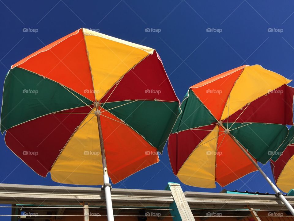 Colorful umbrellas protecting customers from the radiant sun!