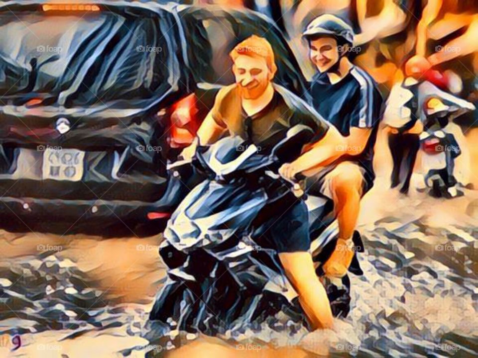 What? Water? This is a minor inconvenience, there ain't sh#t keeping me from where I'm going...dude, hold on tight, brace yourself, and don't piss your pants. Where there's a will, there's a way 😎