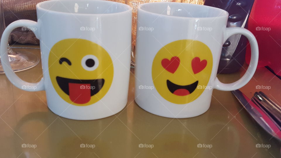 emoji coffee mugs.😍😜to brighten up your day