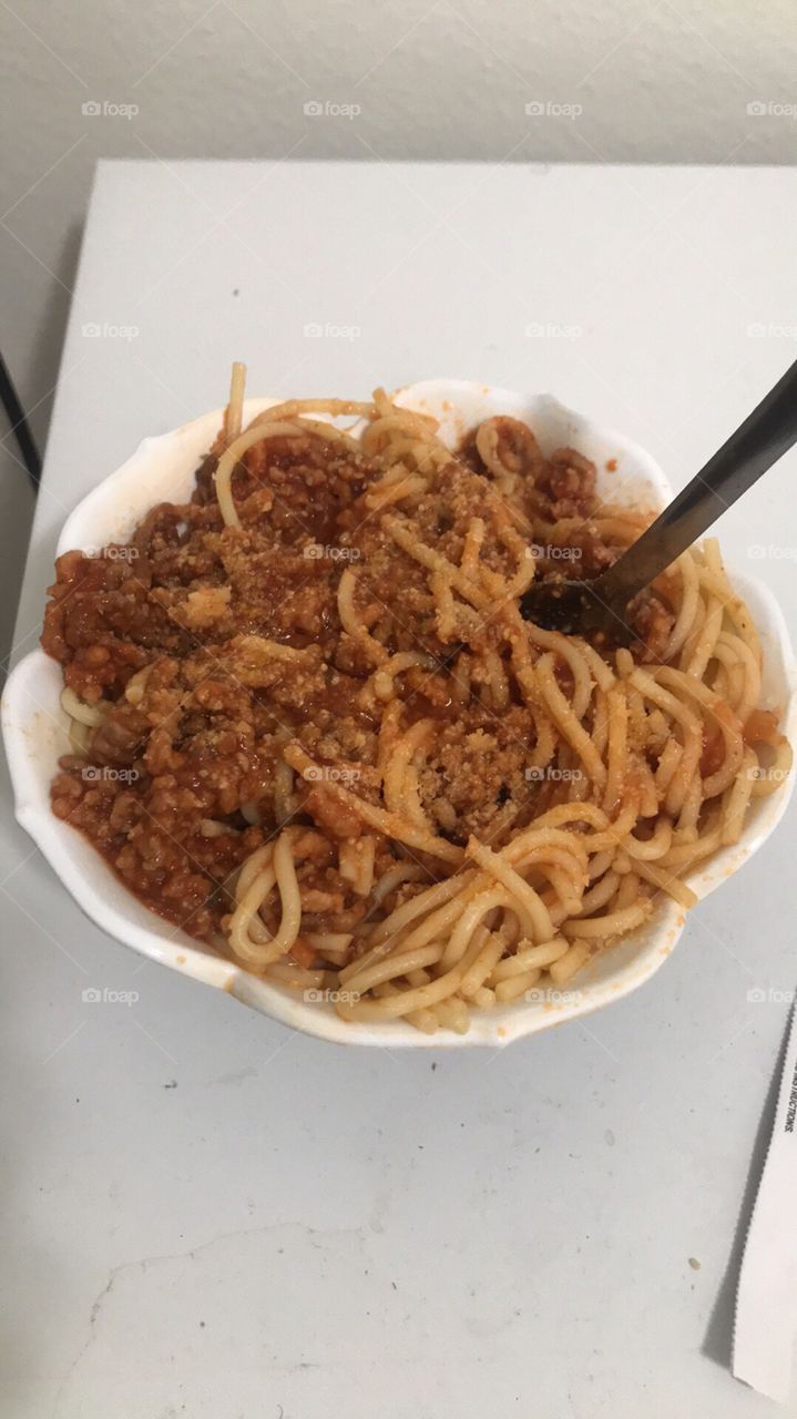 A bowl of spaghetti 
