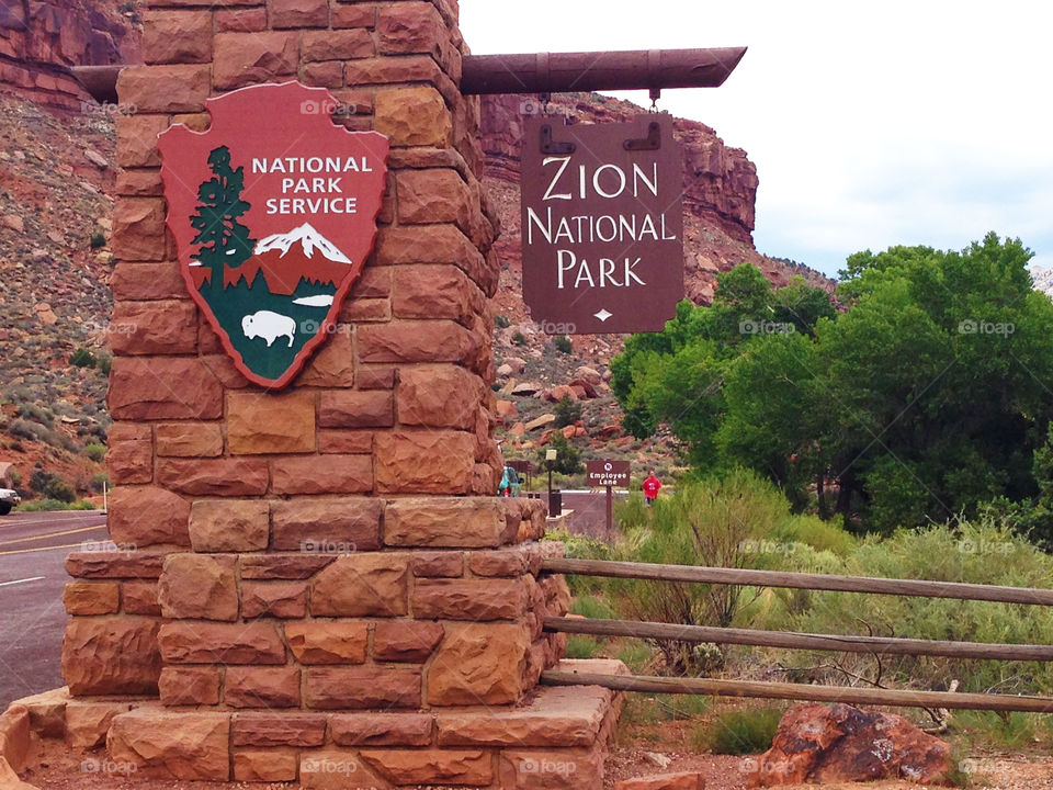 Zion National Park Service sign