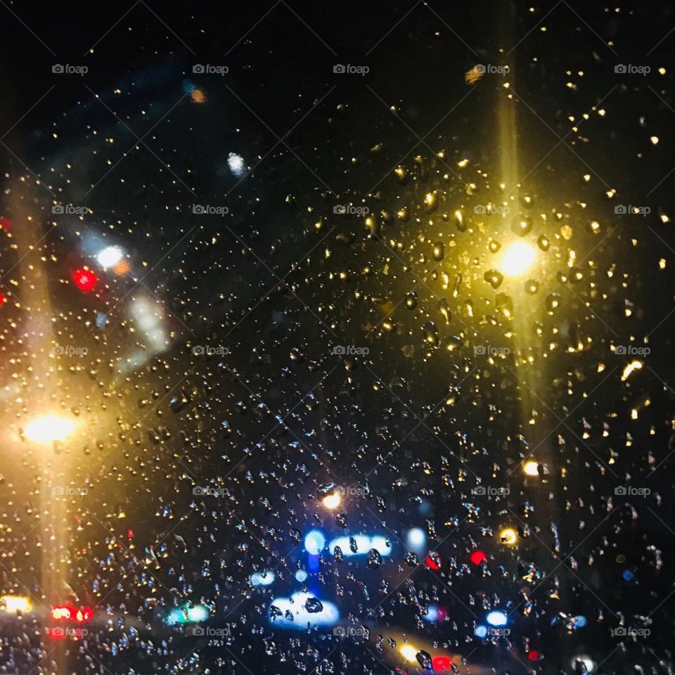 The windows are covered with drops of water