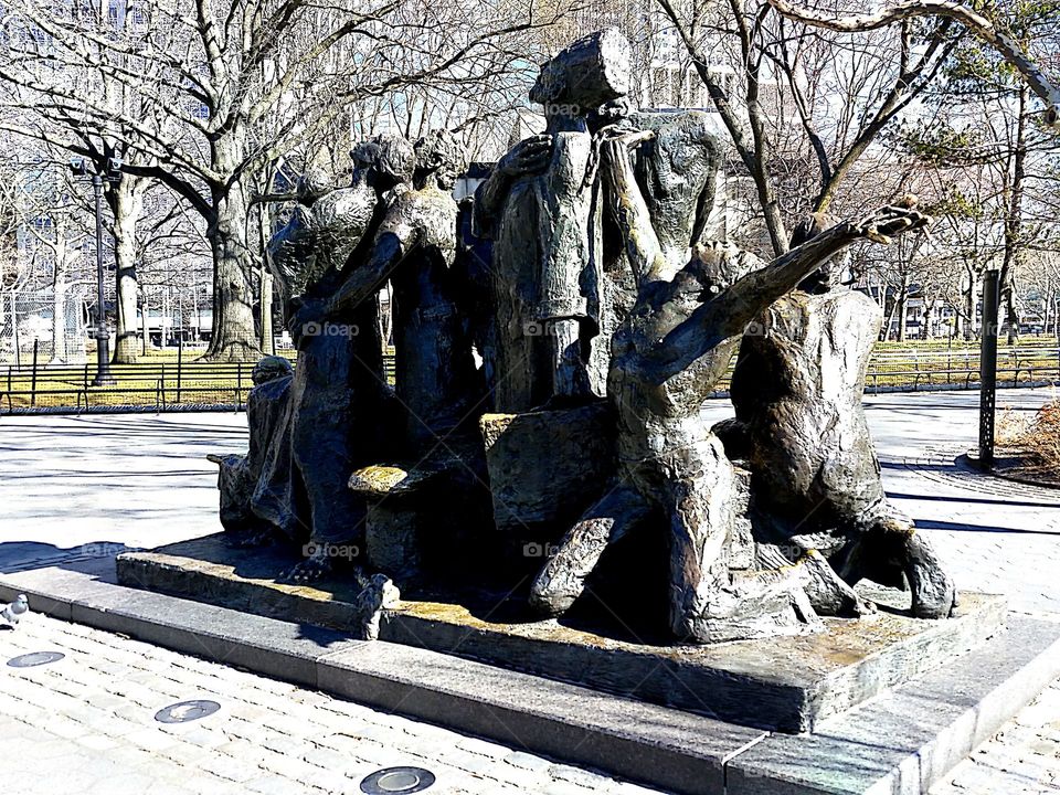 Tree, Winter, Park, Statue, Sculpture