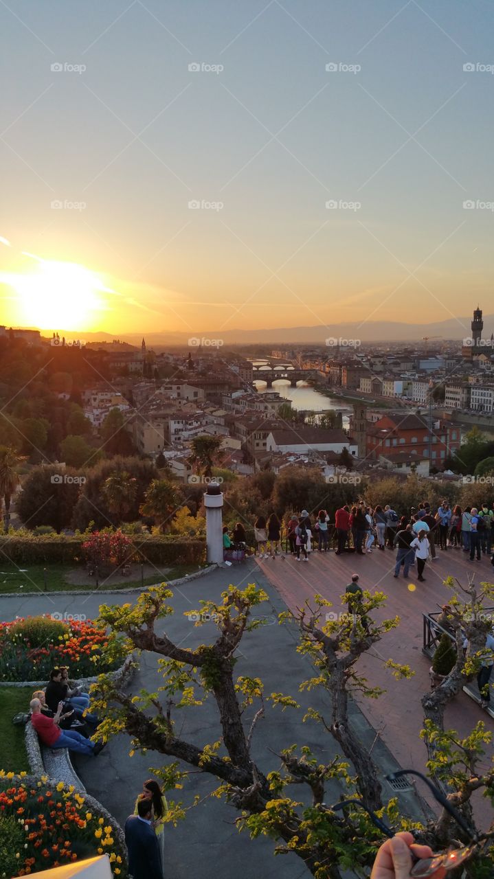 sunset in Florence. traveling around italy. florence