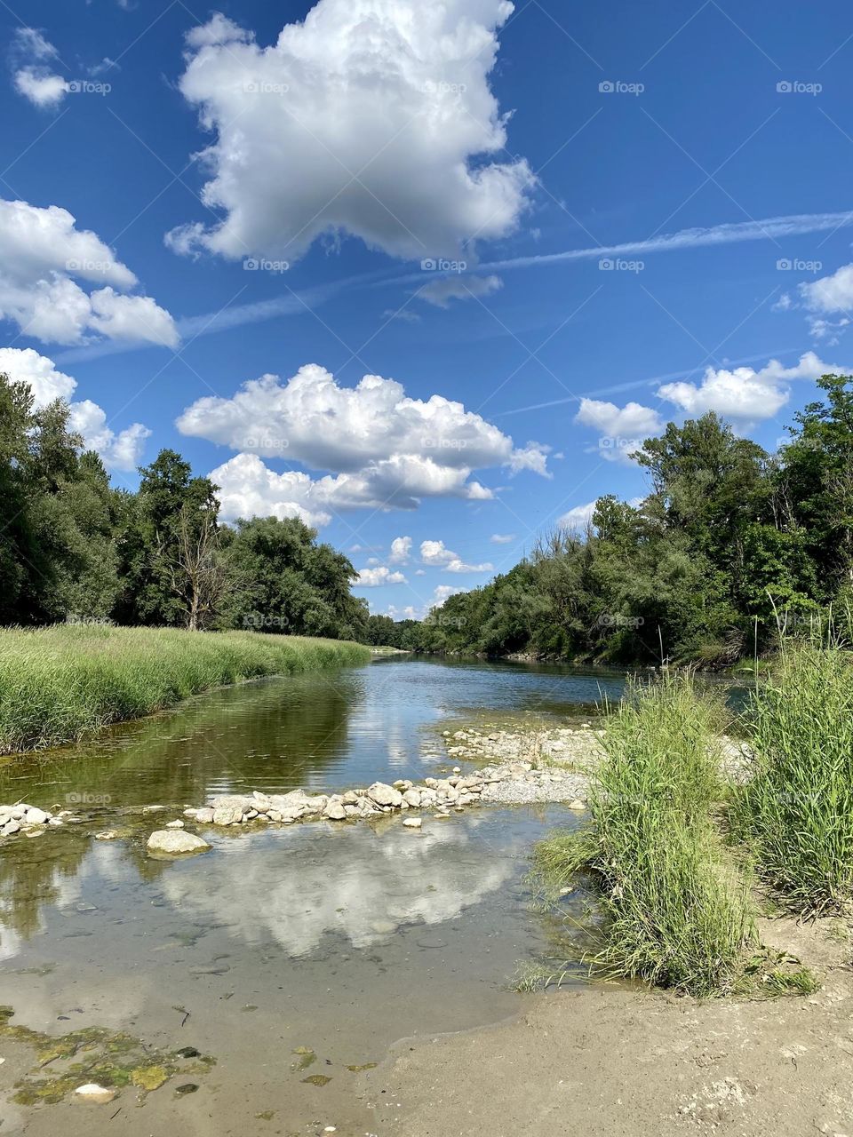 water landscape grass and clouds 