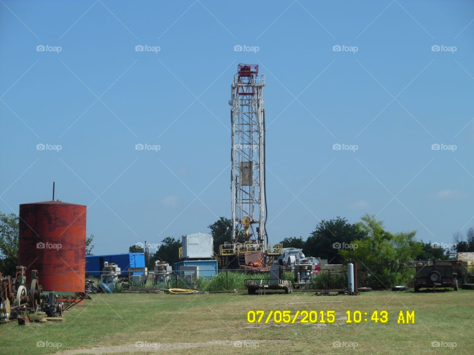 Texas drilling rig 2. This is another picture of the same Texas drilling rig only in color. This rig is stacked out in the yard