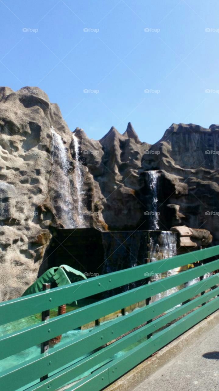 Waterfall's at theme park.