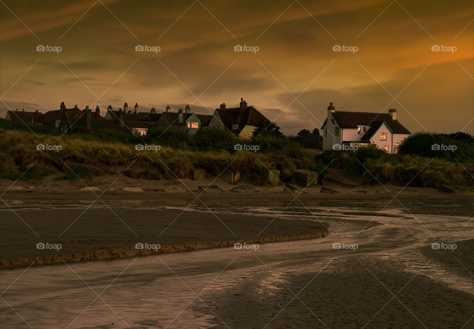 Bamburgh sea houses. Sea houses at the end of the Wynding