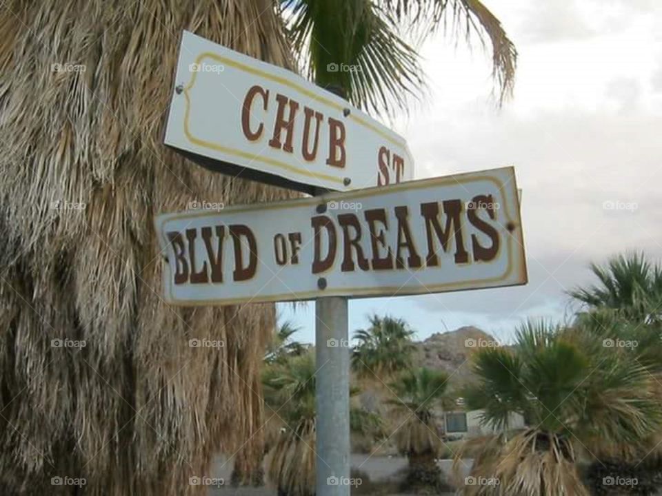 old road signs in the Mojave Desert