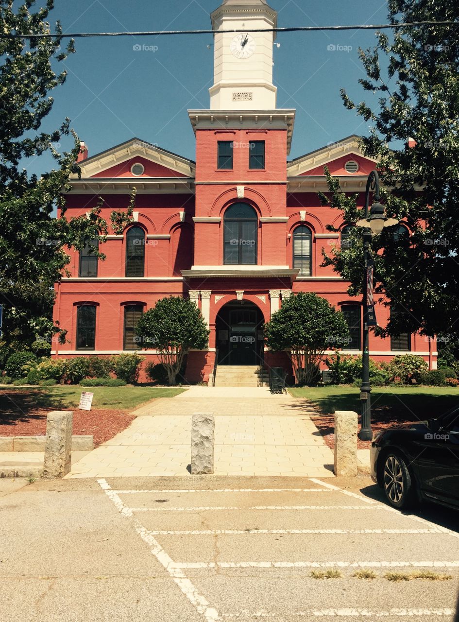 A very old bred courthouse from the 1800's in a small town in southern, Georgia. 