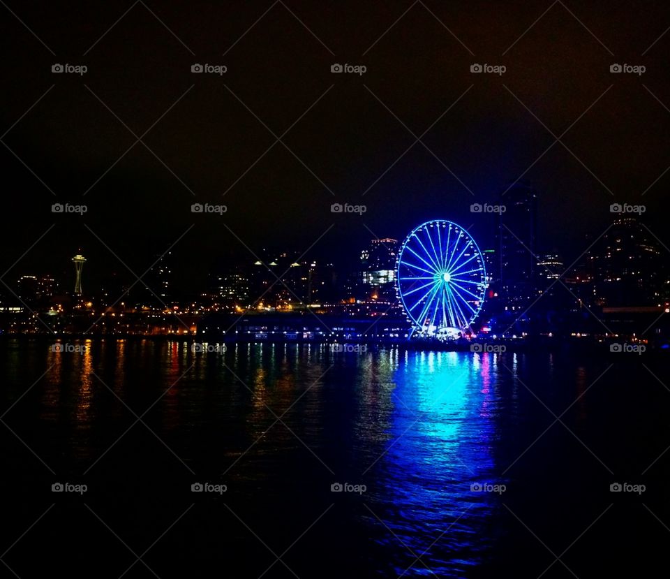 Seattle skyline with Ferris wheel