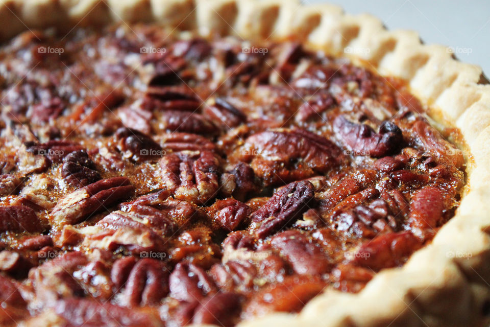 Freshly baked pecan pie