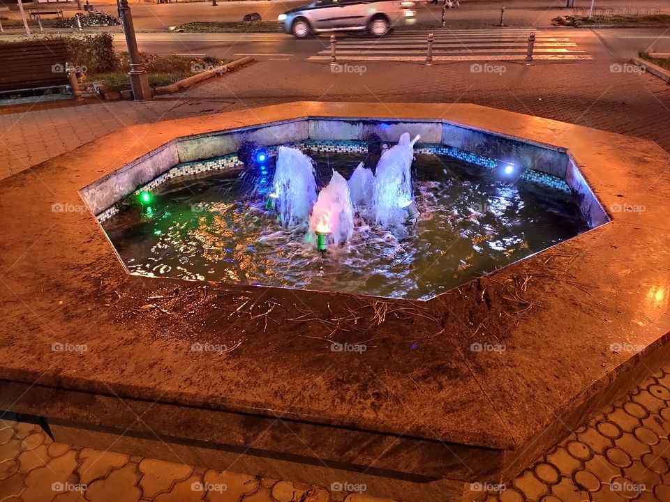 Vrbas Serbia fountain in town centre coloured