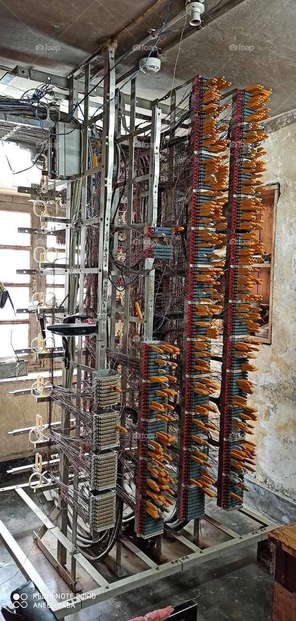 An old technology telephone Exchange unit at a remote area in Kashmir Valley J&K IND.