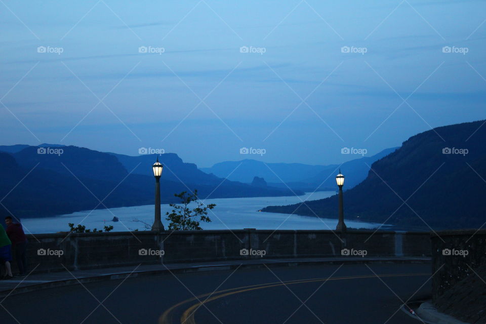 Dusk overlook Columbia River