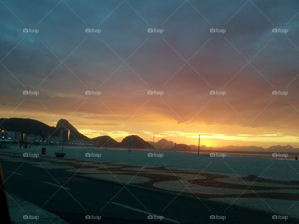 Copacabana. Sunrise in copacabana beach