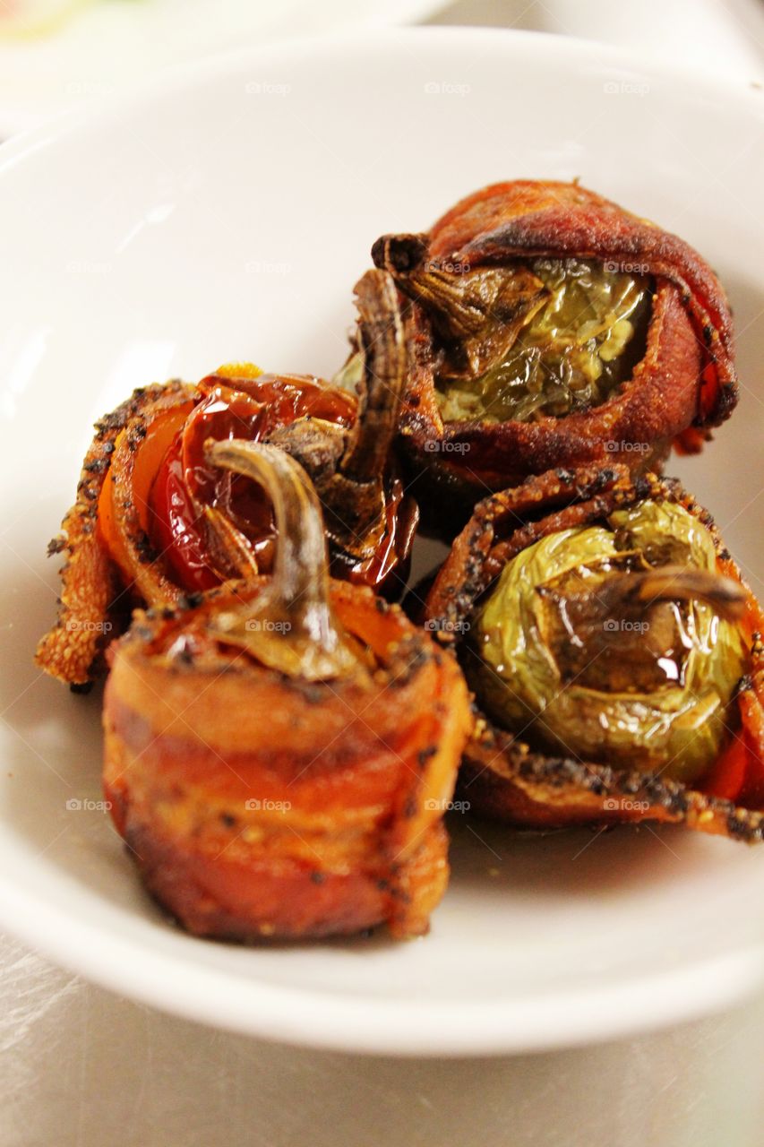Bacon wrapped stuffed peppers