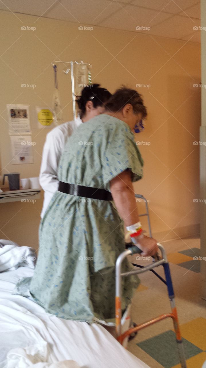 Physical therapy in the hospital. Day 2 after surgery.