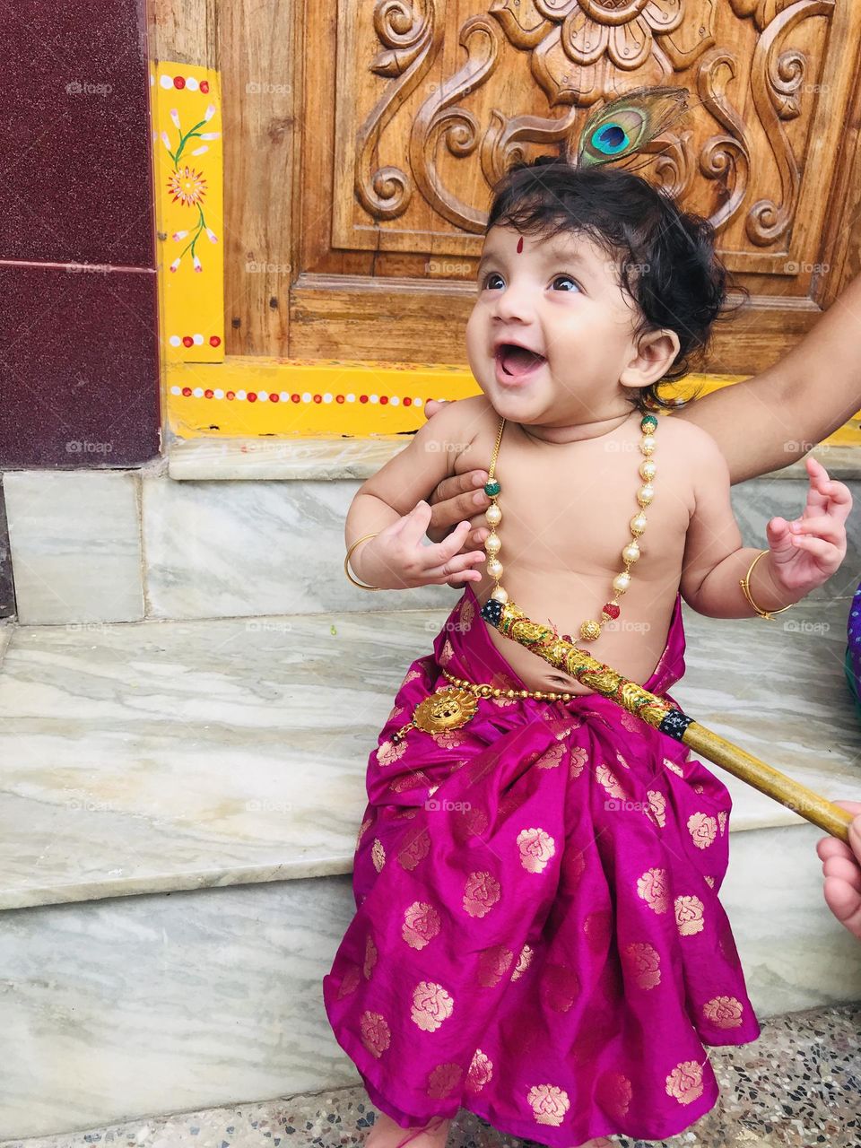 cute indian little krishna getup