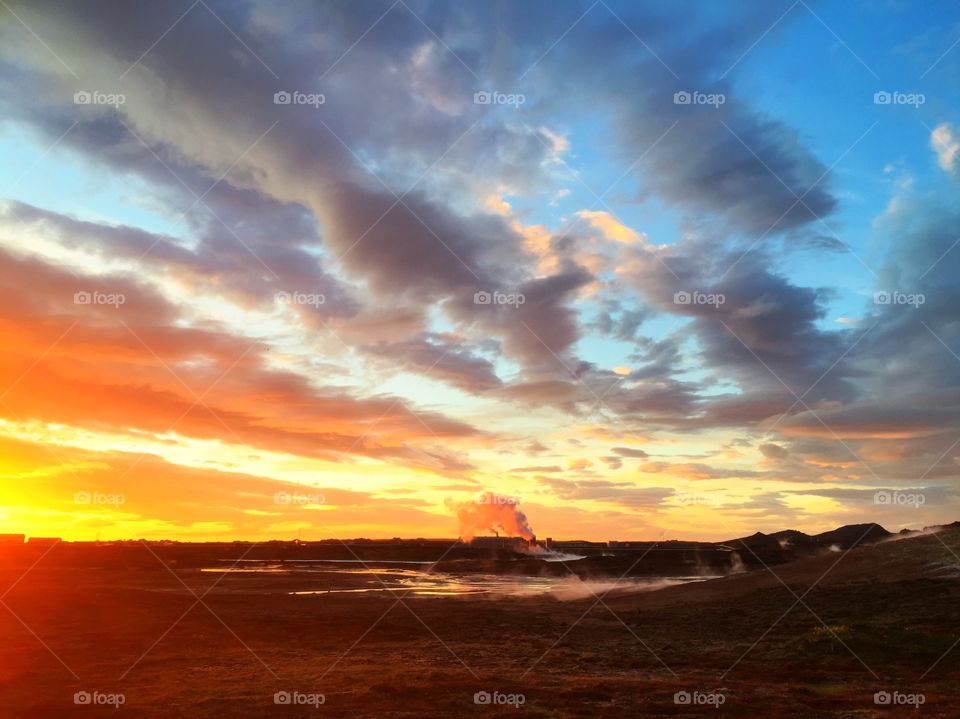Sunset in Iceland's Geothermal area