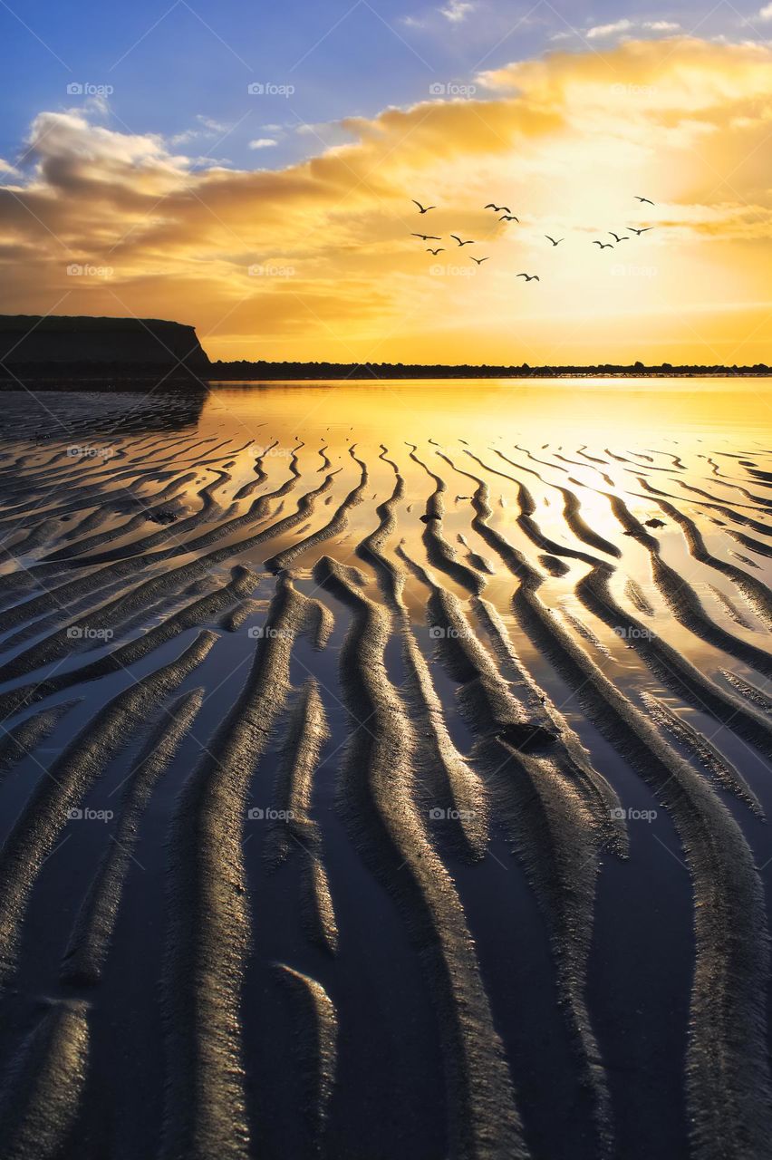 Sunrise at Silverstrand beach in Galway, Ireland