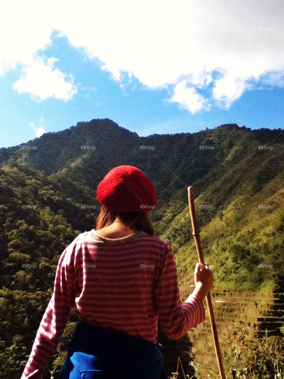 Hiking in Batad, with rice terraces view