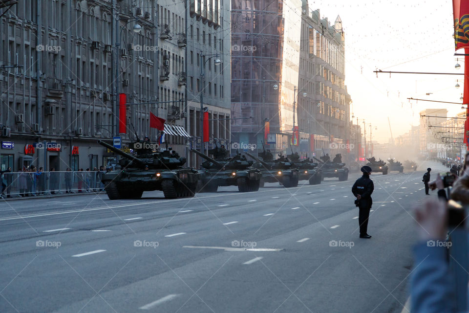 Preparation for the celebration of the Victory Day parade. Moscow, Russia. 2015.