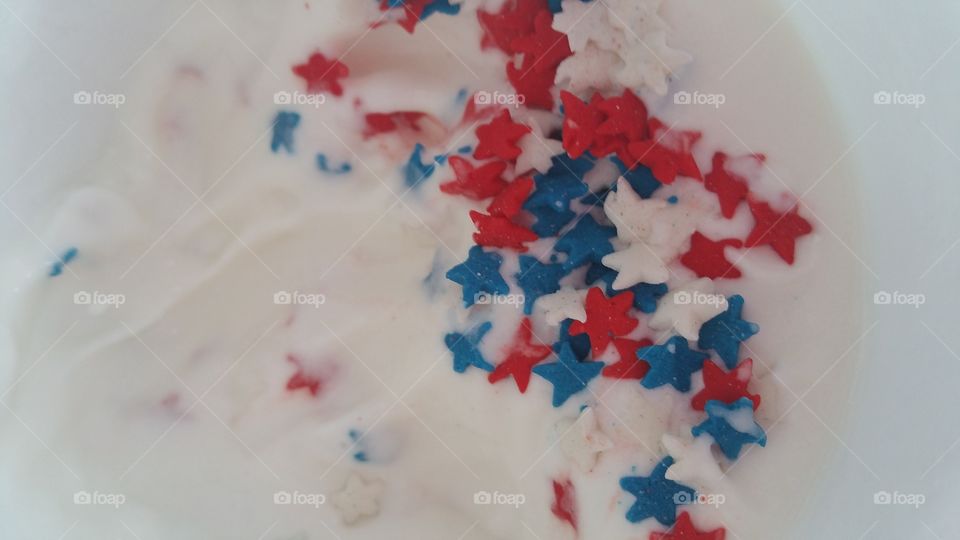 Red, White, and Blue. Ice cream sprinkles