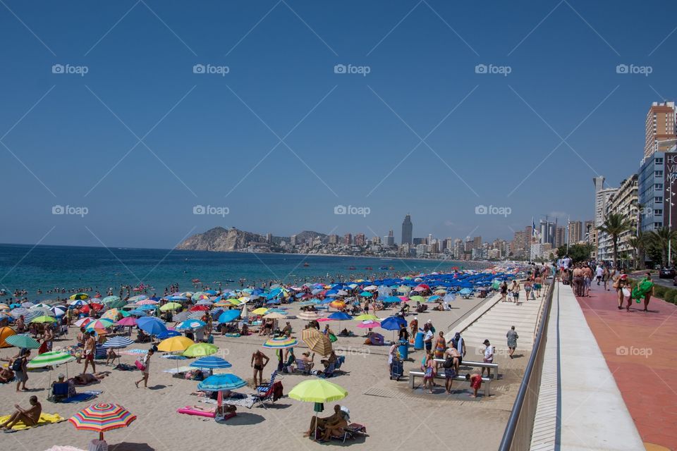 The amazing view of the beach in benidorm, spain