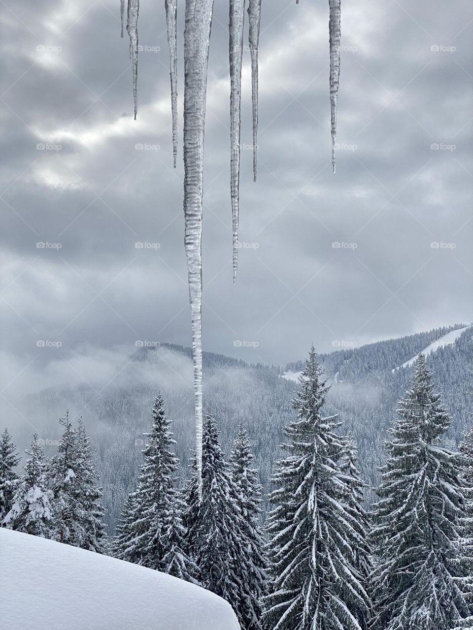 Beautiful view of mountain during winter