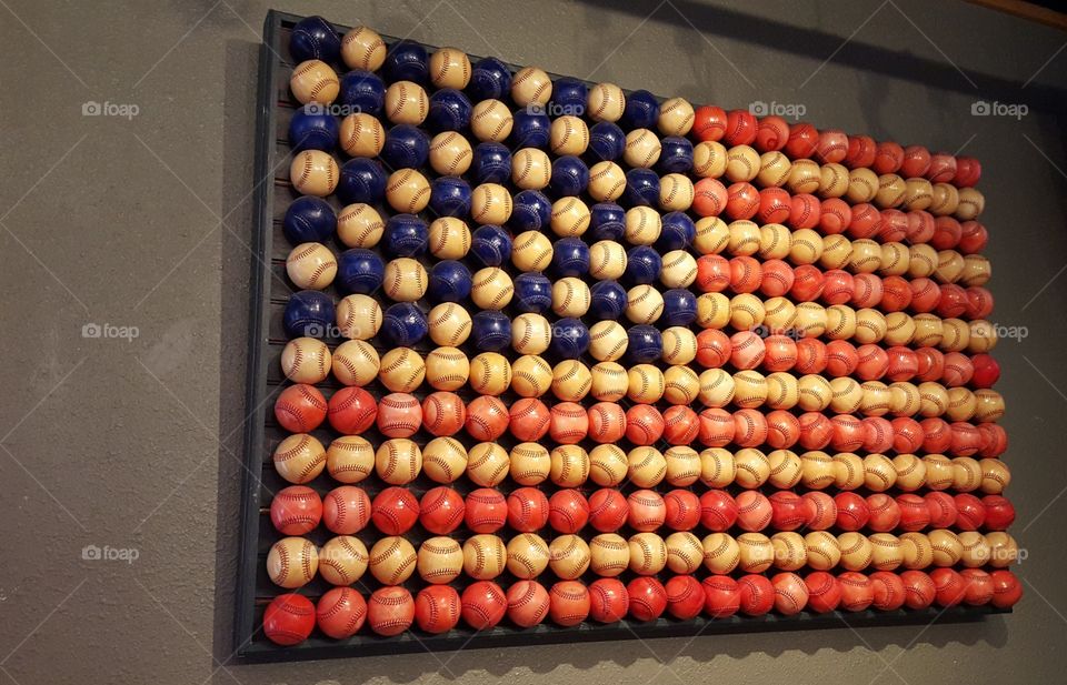 baseball flag. American flag made out of baseballs