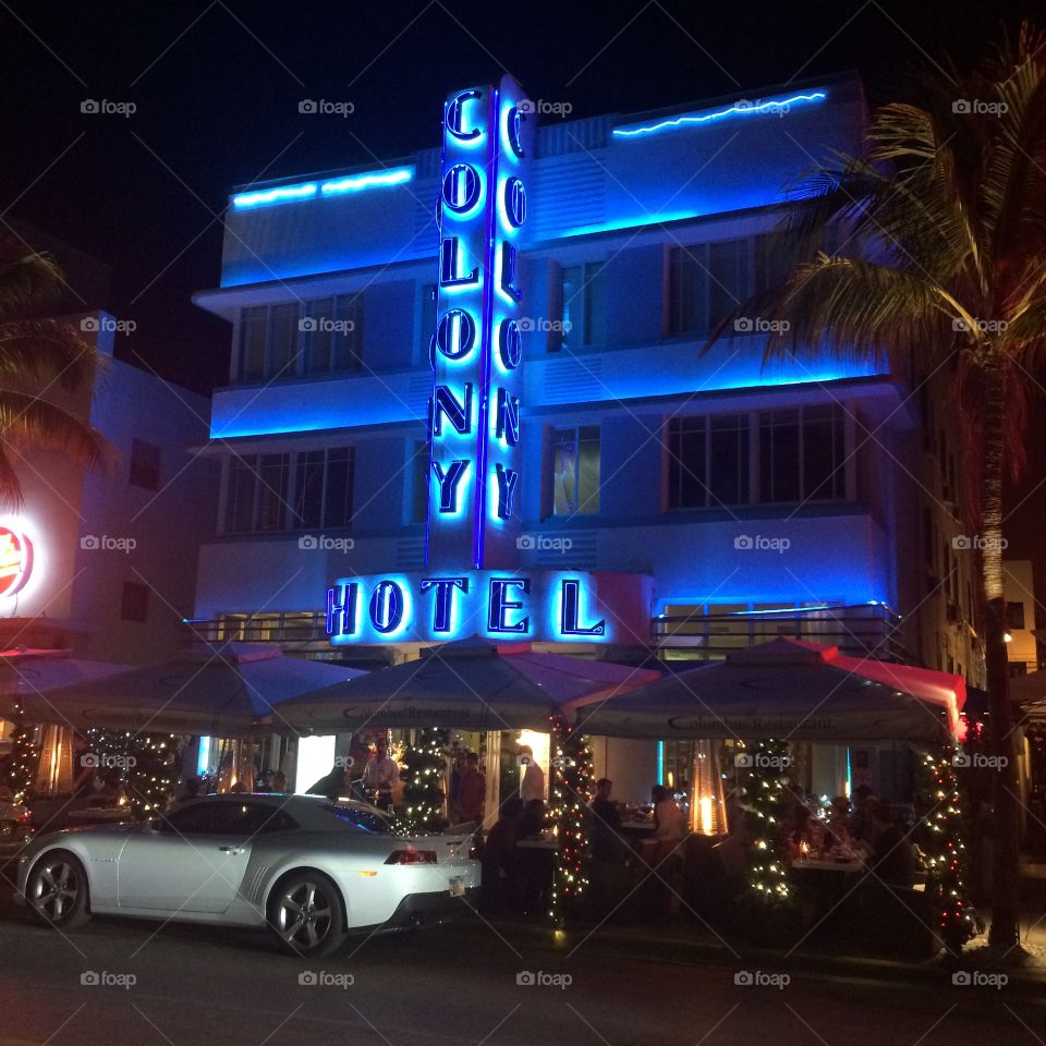 South Beach . The night life comes with night lights.