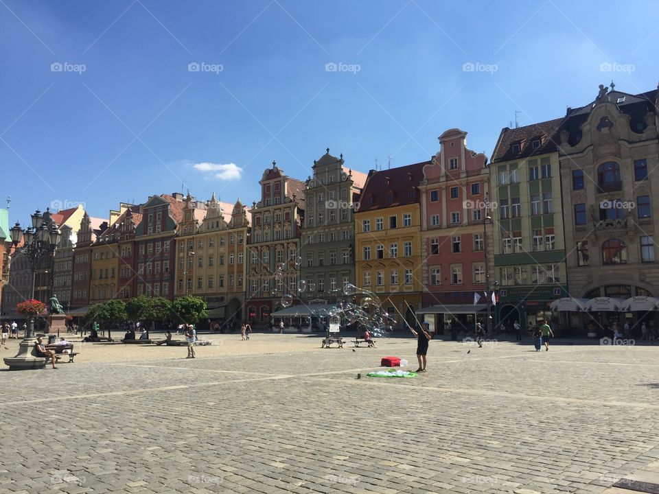 Soap bubbles in Wroclaw oldtown