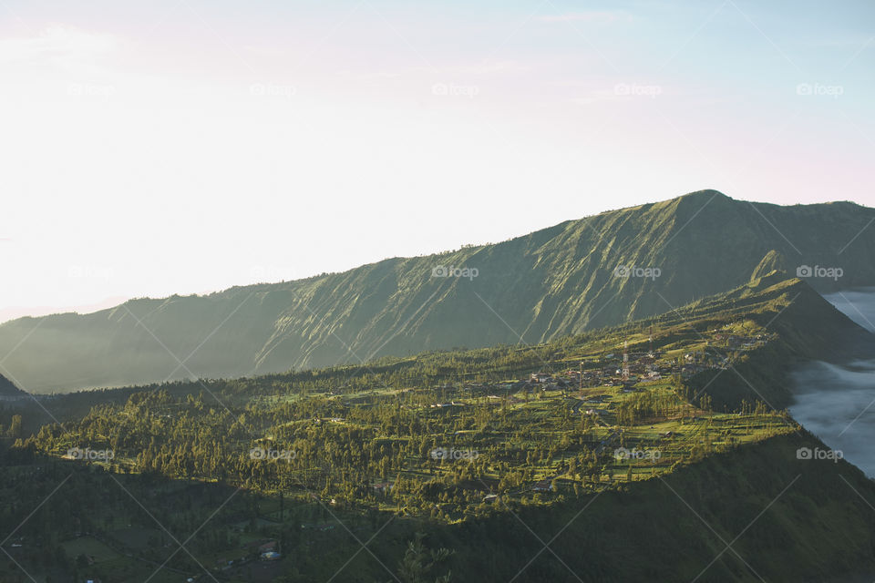 View of a village in morning