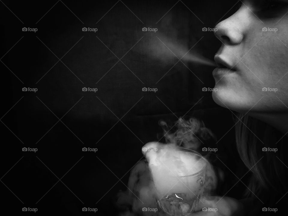 Smoke and misty in black and white