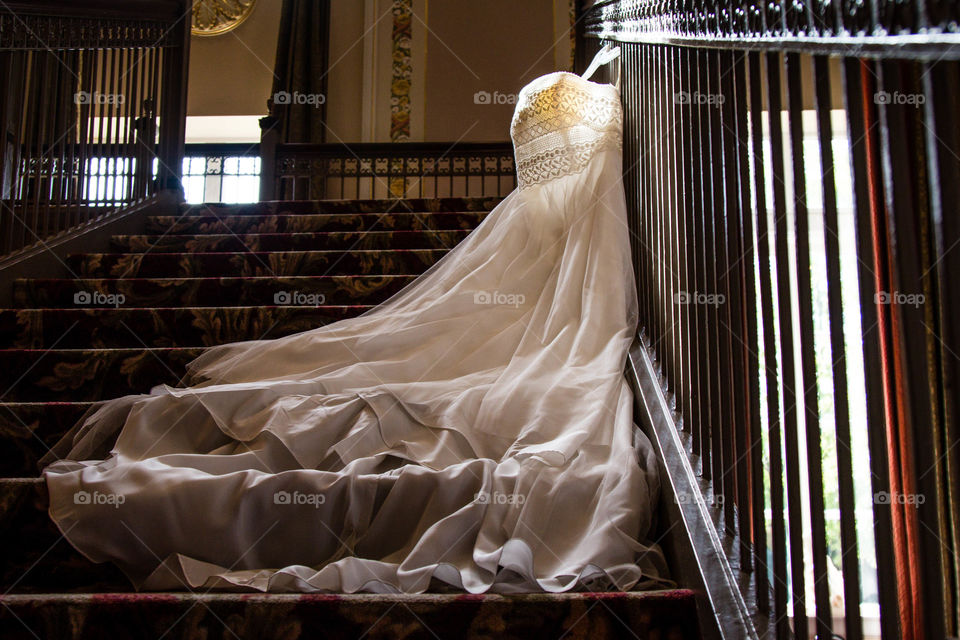 Wedding Dress on Stairs