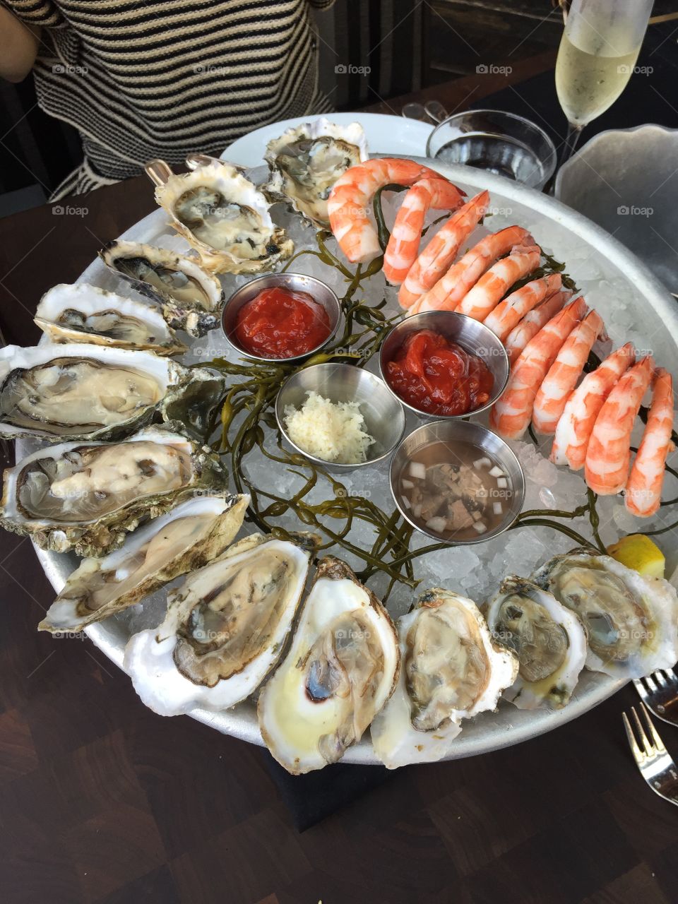 Oyster and shrimp platter
