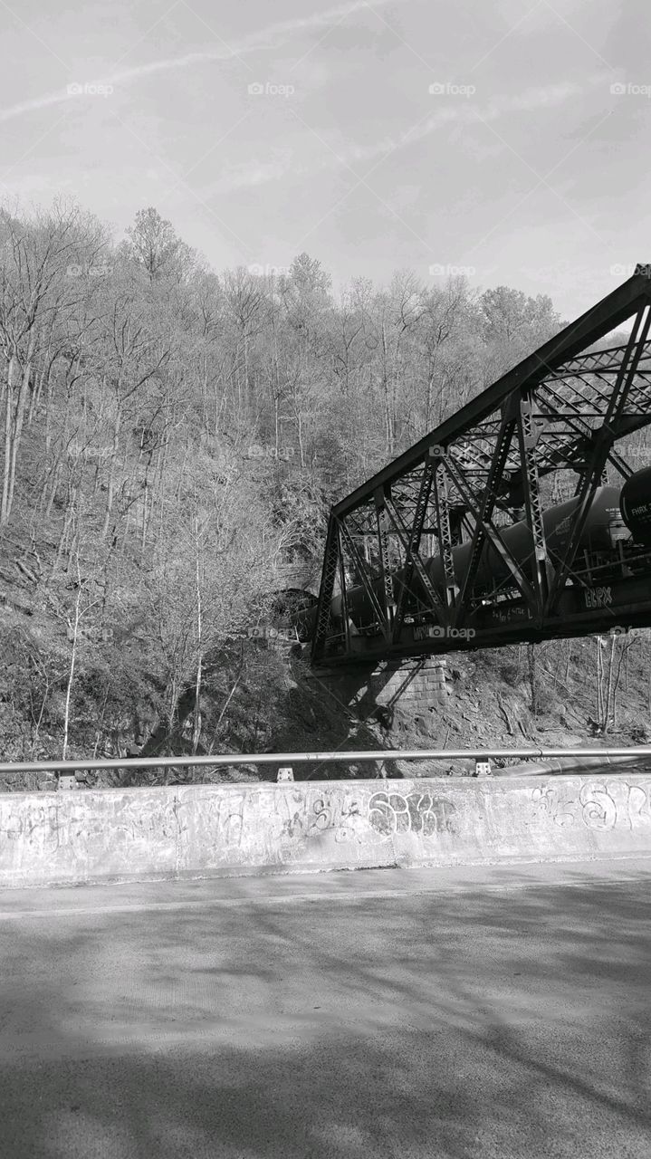 Railroad bridge into state park