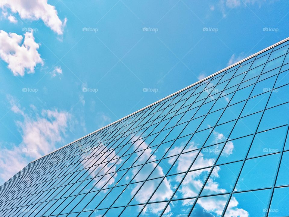 Slicing through the sky. In this photo shows one of the mirrored buildings of St. Petersburg 