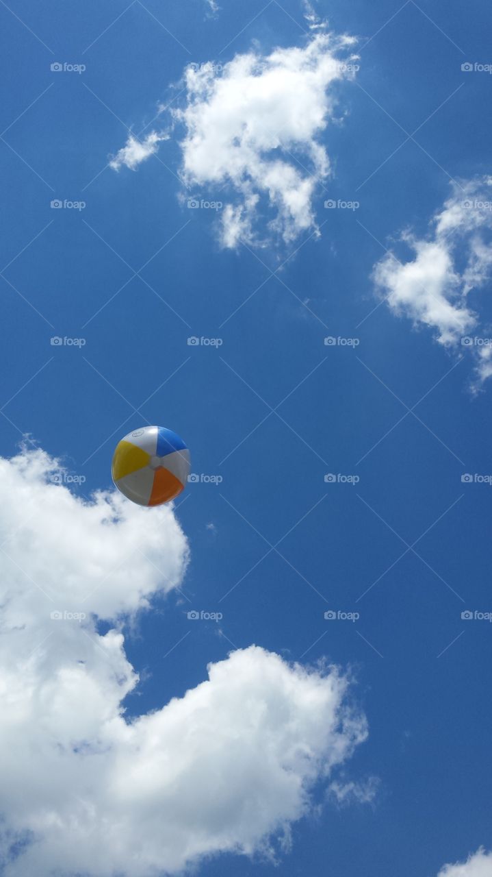 Beach ball in air