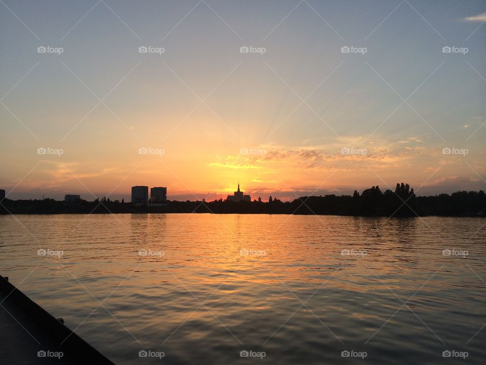 spring sunset. in bucharest