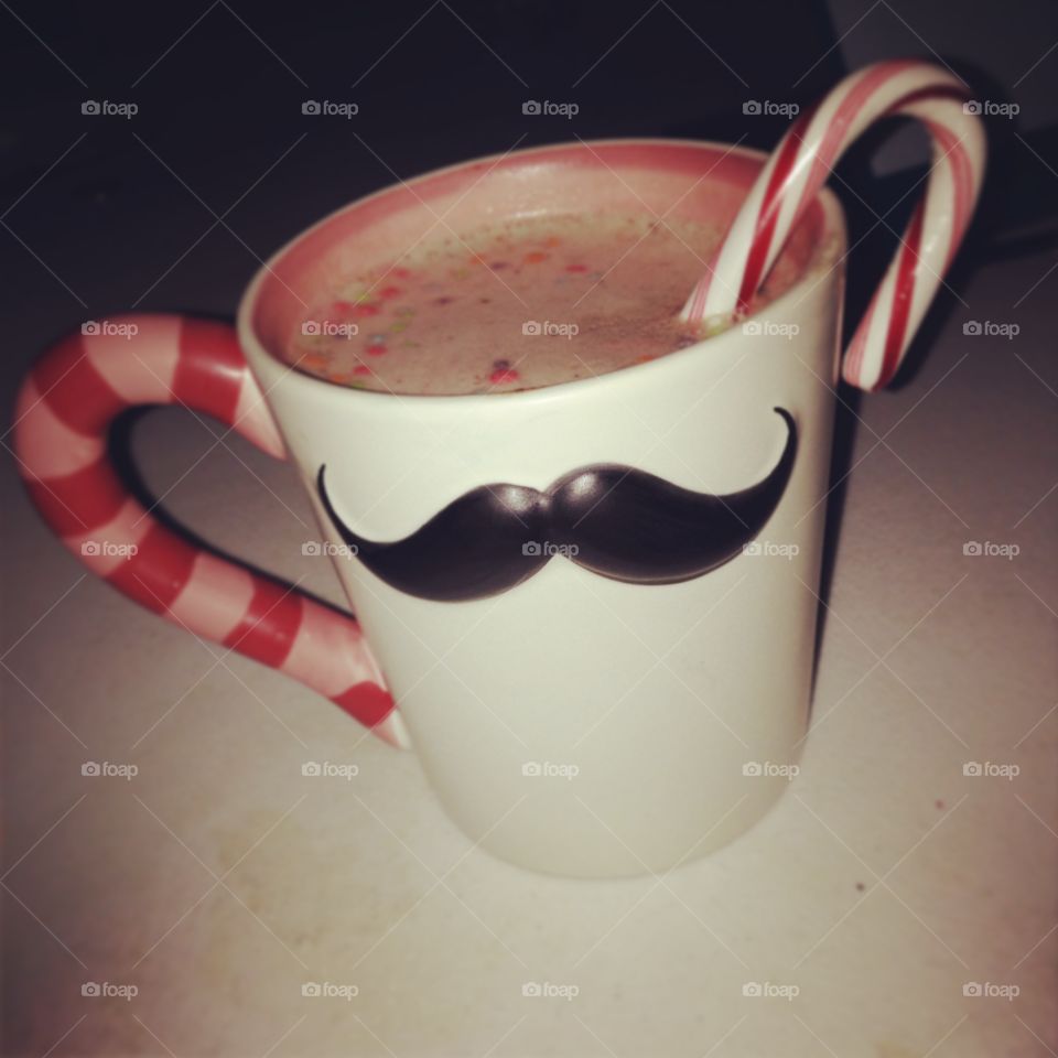 I mustache you for more cocoa. Hot cocoa in a mustache mug 