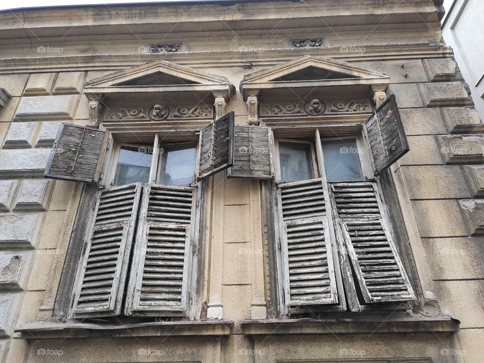 Belgrade Serbia city centre old facade with windows
