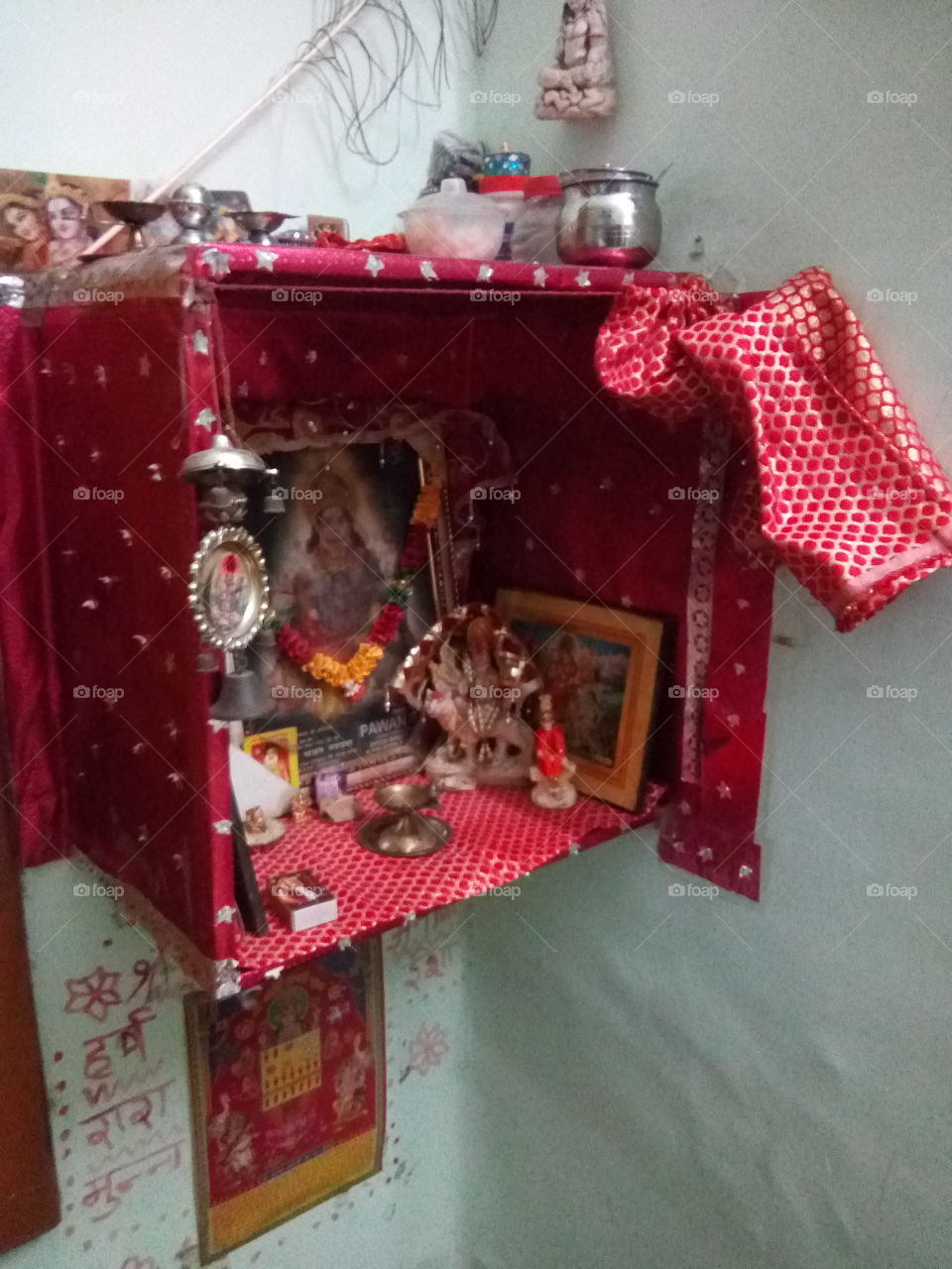 A small temple for worship on a home.