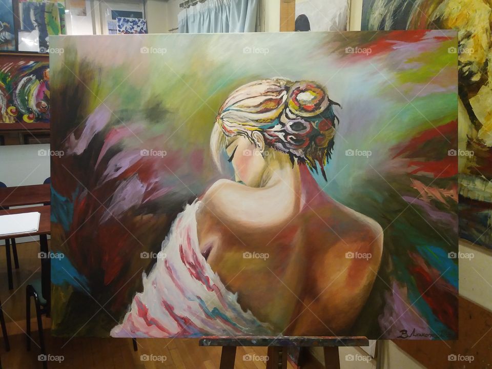 My painting-colourful woman